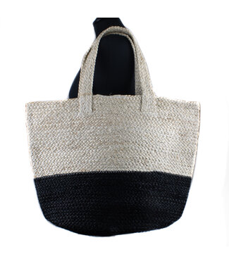 Juten tas zwart-naturel B50xH35 cm
