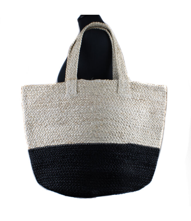 Juten tas zwart-naturel B50xH35 cm