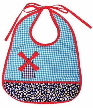 Limo basics Baby bib round cotton blue with mill