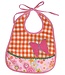 Baby bib round cotton - orange pink with butterfly