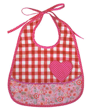 Limo basics Slab baby rond katoen rood wit geruit met hart