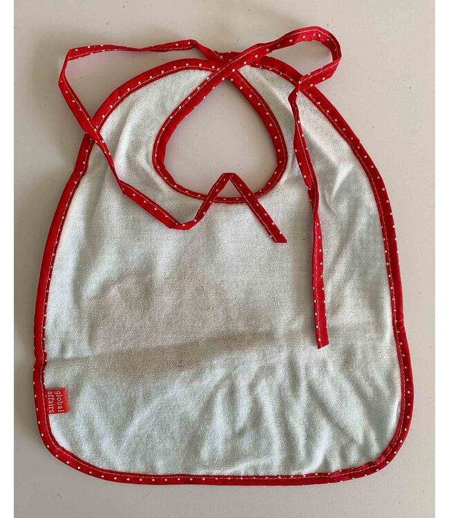 Baby bib round cotton red-white-blue with sailing boat