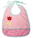 Global Affairs Baby bib round cotton pink-white checkered with tulip