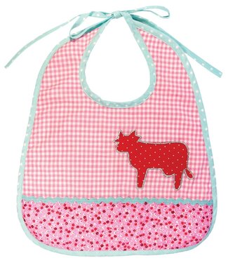 Global Affairs Slab baby rond katoen roze wit geruit met rode koe