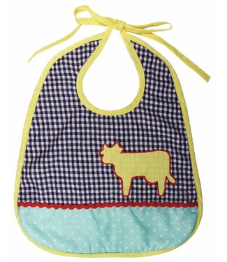Limo basics Slab baby rond katoen blauw-wit geruit met gele koe