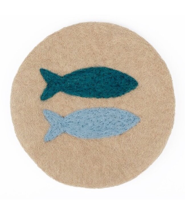 Coaster 20 cm round Beachlife with fish