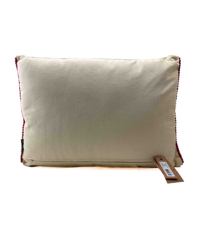 Sierkussen velours met geborduurde bloementuin 35x50 cm - ecru