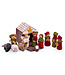 Felt nativity set brown with 12 red-green pieces - H 15x12 cm