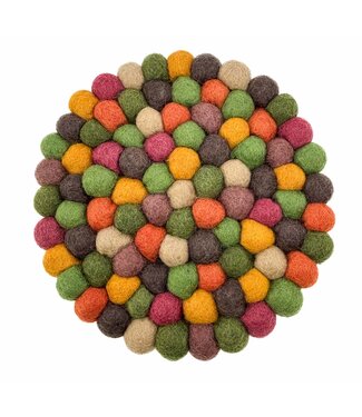 SjaalmetVerhaal Felt coaster round green-brown-orange D 20 cm