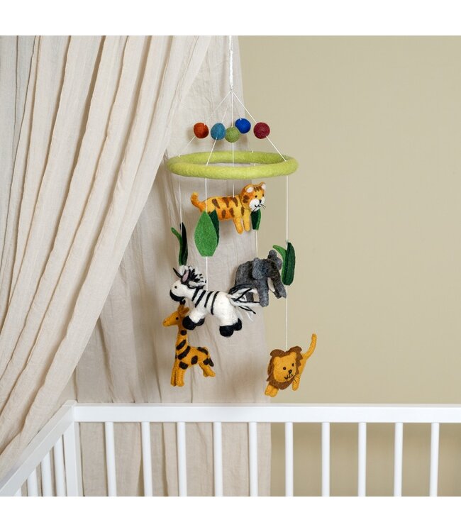Felt mobile with jungle animals - H 50 x D19 cm