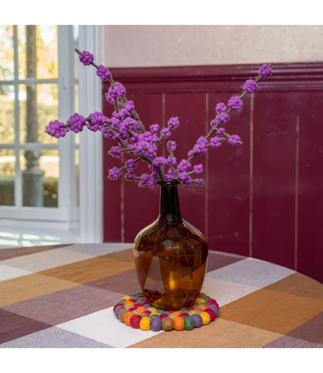 Felt coaster round Indian Summer D 20 cm - red, green, purple