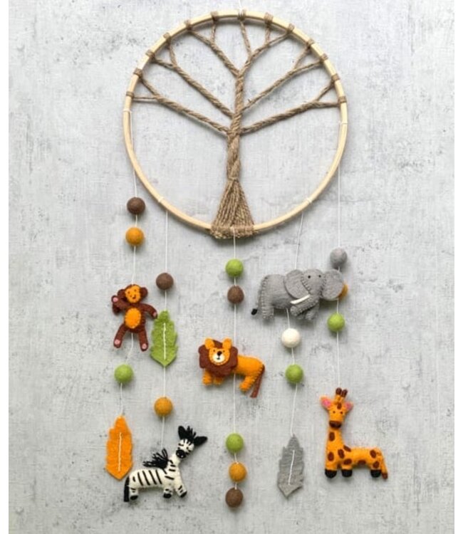 Felt dreamcatcher African wild animals - H 72 x D31 cm