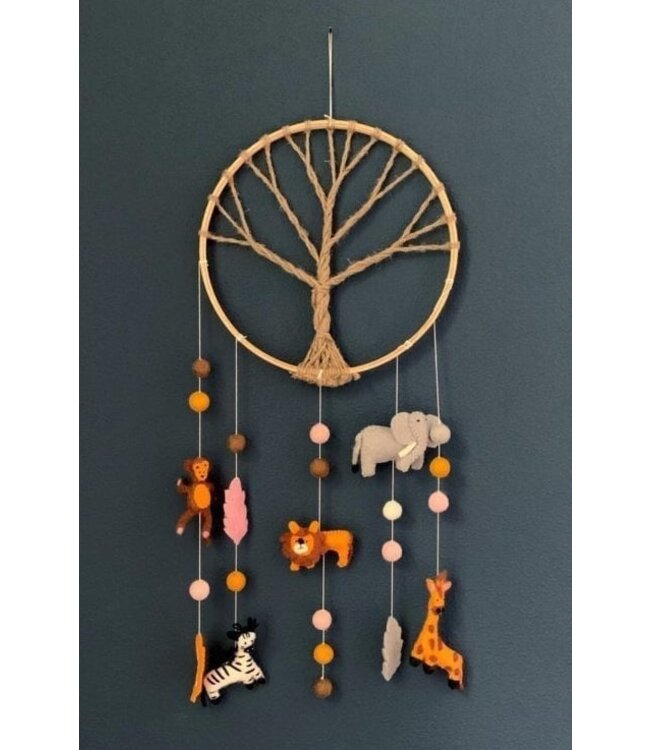 Vilten droomvanger - Afrikaanse wilde dieren - H 72 x D31 cm