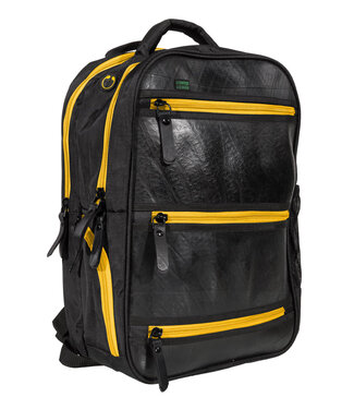 Ecowings Rubber backpack H45xB33cm with yellow zippers