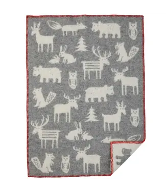 Klippan Wiegdeken eco wol Forest - dierenbos - 65x90 cm
