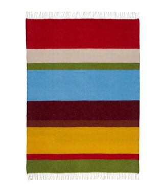 Klippan Deken eco wol Arty - rood-groen-geel-blauw 180x130cm