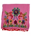 Childrens' pink scarf with embroidered flowers