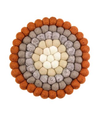 BeYoona Felt round coaster cognac brown-grey-white 20 cm