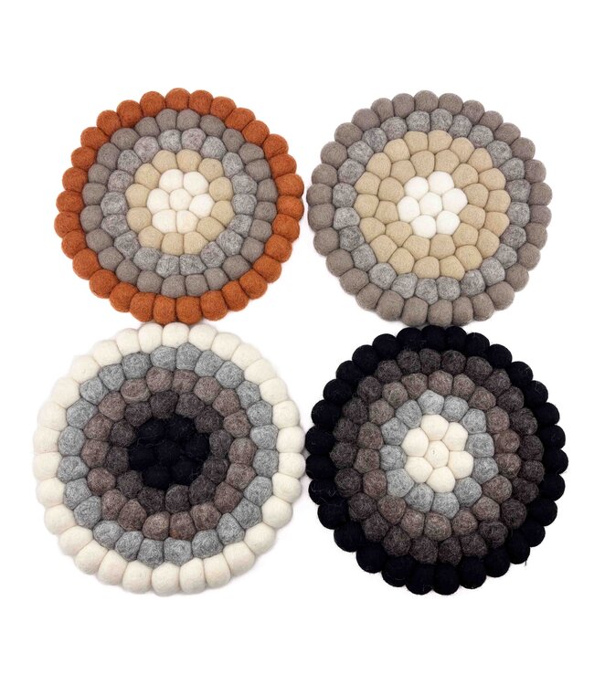 Onderzetter vilt rond zwart-grijs-wit D20 cm