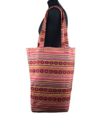 Siddharth Import Shoulder bag fuchsia - pink- yellow stripes. 45x35cm