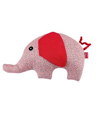 Global Affairs Elephant cuddle-toy rattle pink-red cotton - 23x13cm