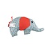Elephant cuddle-toy rattle blue-orange cotton - 23x13cm