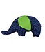 Olifant knuffel rammelaar stof 23x13cm donkerblauw-groen sterretjes
