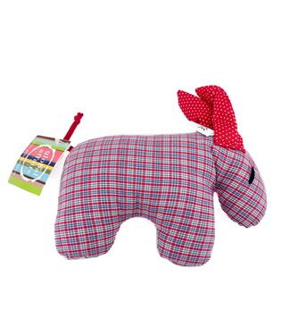 GlobalAffairs Donkey cuddle toy rattle blue red cotton - 19x12cm