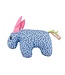 Donkey cuddle toy rattle light blue pink cotton - 19x12cm