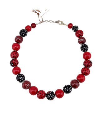 Kazuri Kazuri ceramic necklace petit Tango - Pure red and black