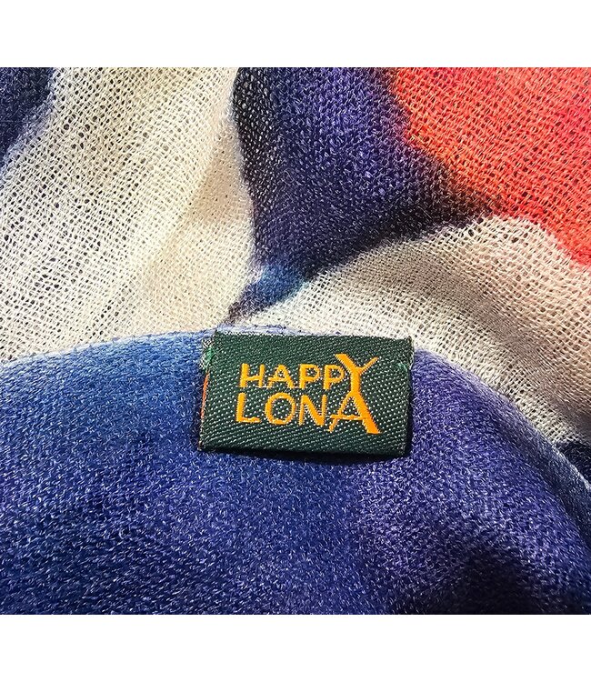 Sjaal kasjmier wol en zijde Bubbles blauw - 75x200cm