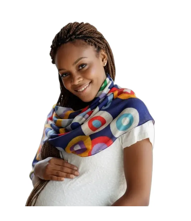 Sjaal kasjmier wol en zijde Bubbles blauw - 75x200cm