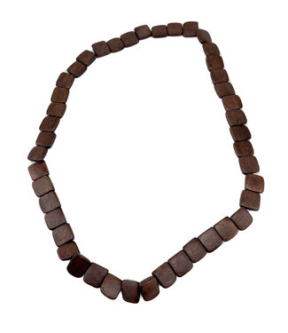 Necklace wooden square beads 2 cm - brown