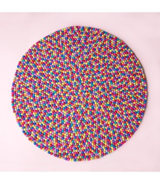 BeYoona Felt carpet round multicolour bright mini balls
