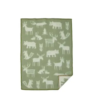 Klippan Wiegdeken eco wol Forest Lime Blossom - dierenbos - 65x90 cm