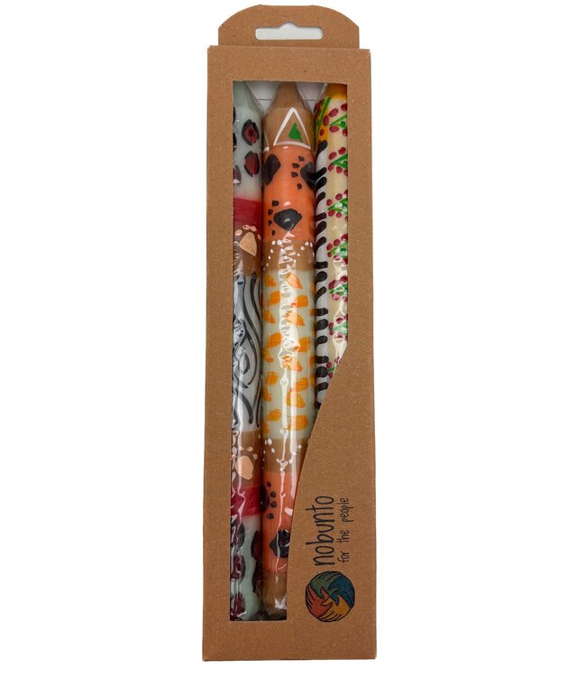 Kaarsen beschilderd cm set van 3 - lengte 22 cm