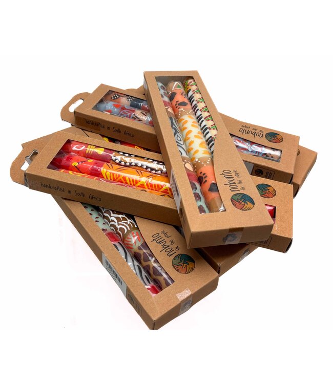 Kaarsen beschilderd cm set van 3 - lengte 22 cm