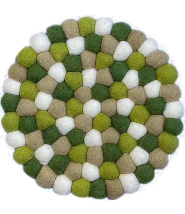 Felt round coaster - green - beige - white - D 20 cm