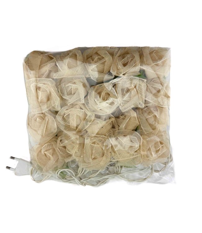 Light string with white roses - LED - 3 metres