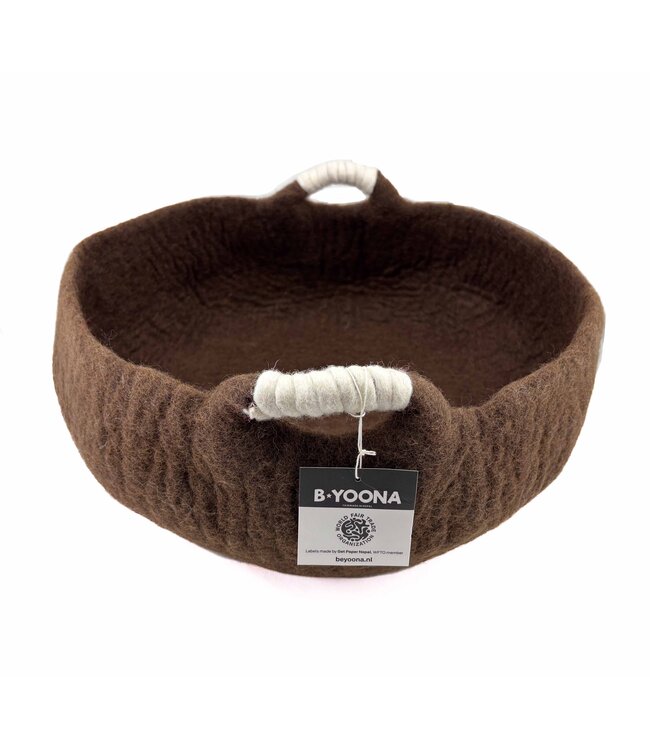 Felt cat basket - lecture basket -D40xH15cm -brown