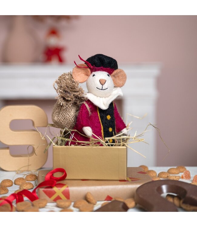 Felt Pieter - mouse 18 cm - cyclamen