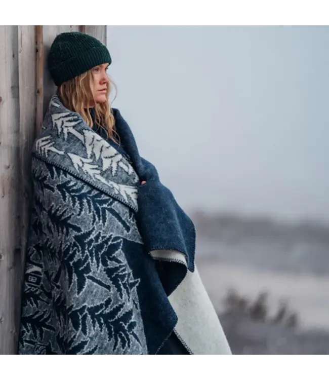 Plaid eco wool blue - ecru House in the Forest