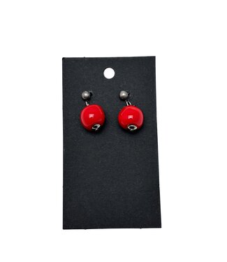 Kazuri Oorbellen rood -Kazuri (hangers met steker)
