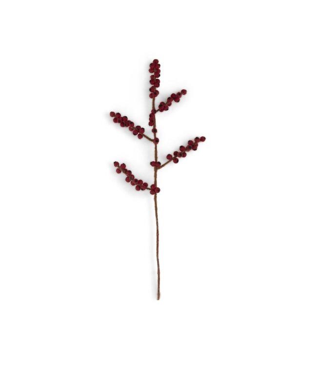 Felt branch - red berries - length 50 cm