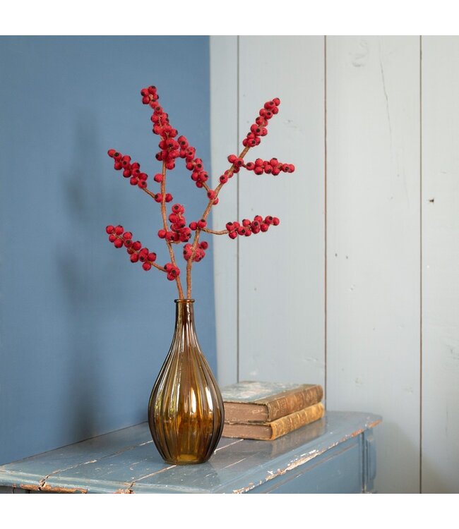 Felt branch - red berries - length 50 cm