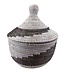 Teranga Straw tajine basket with lid - black- white D30 x H30 cm