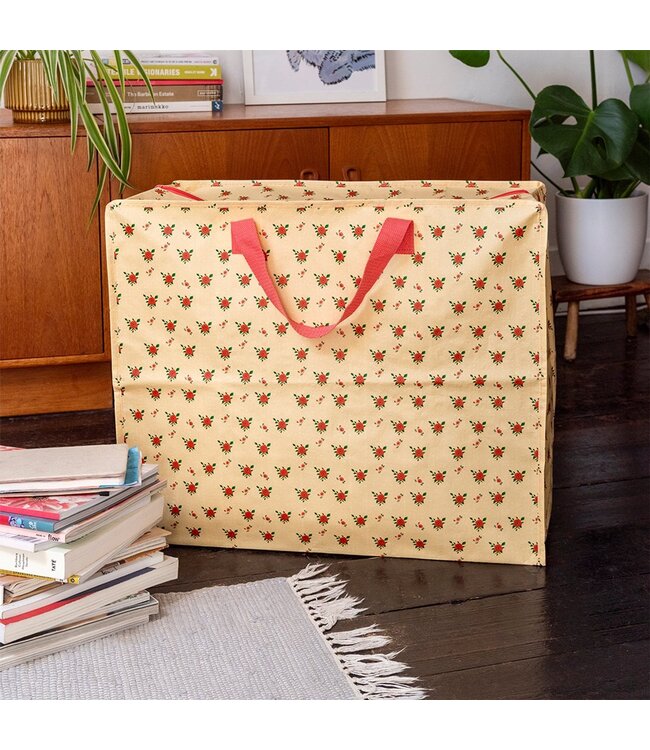 Grote opbergtas XL gerecycled plastic 55 cm - Engelse Roos