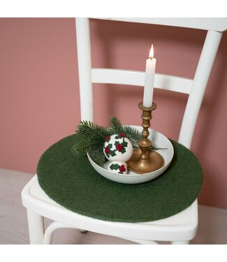 SjaalmetVerhaal Felt coaster D 40 cm - Holly Berry green