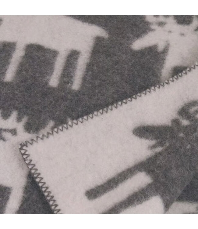 Blanket eco wool moose darkgrey-white Klippan 180x130cm