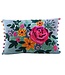 Only Natural Sierkussen geborduurd Bloemen blauw-roze-paars-geel 40x60cm